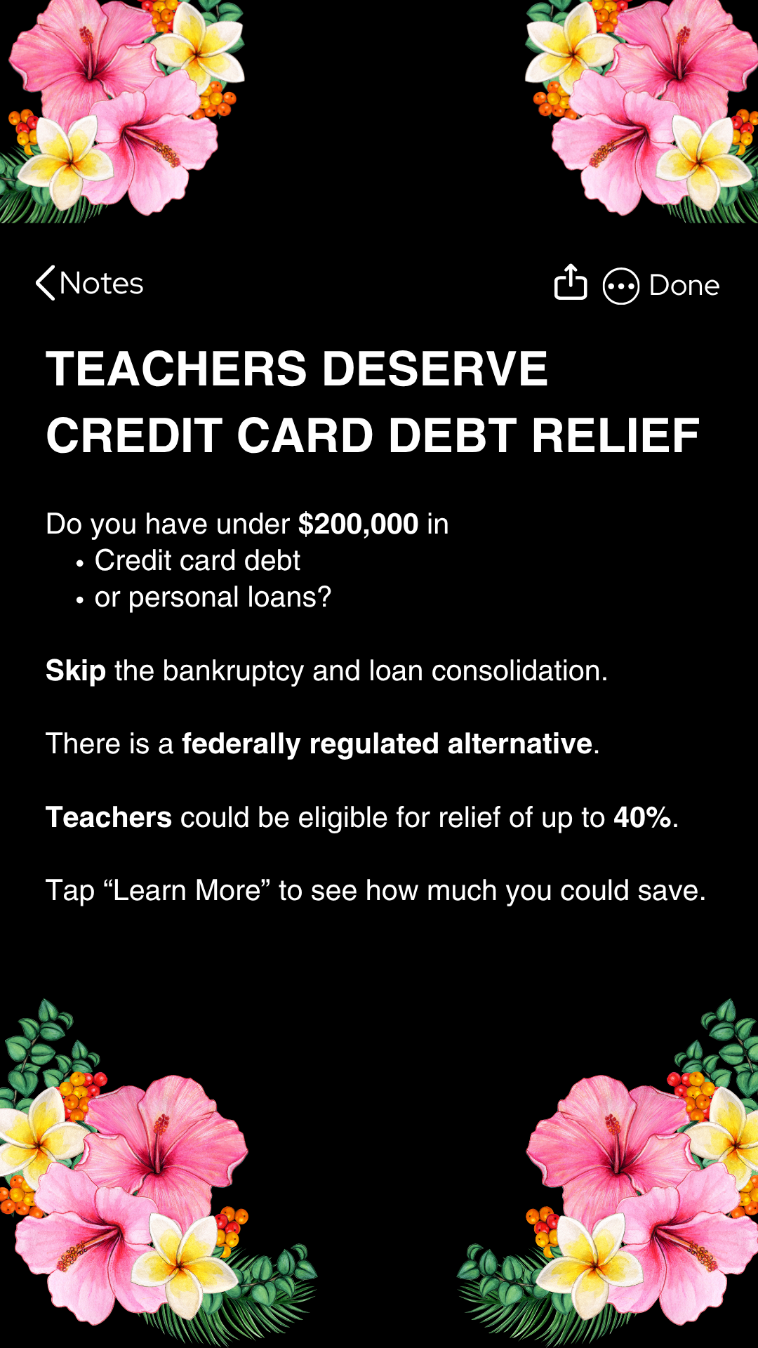 The Debt Free Teacher Facebook ad
