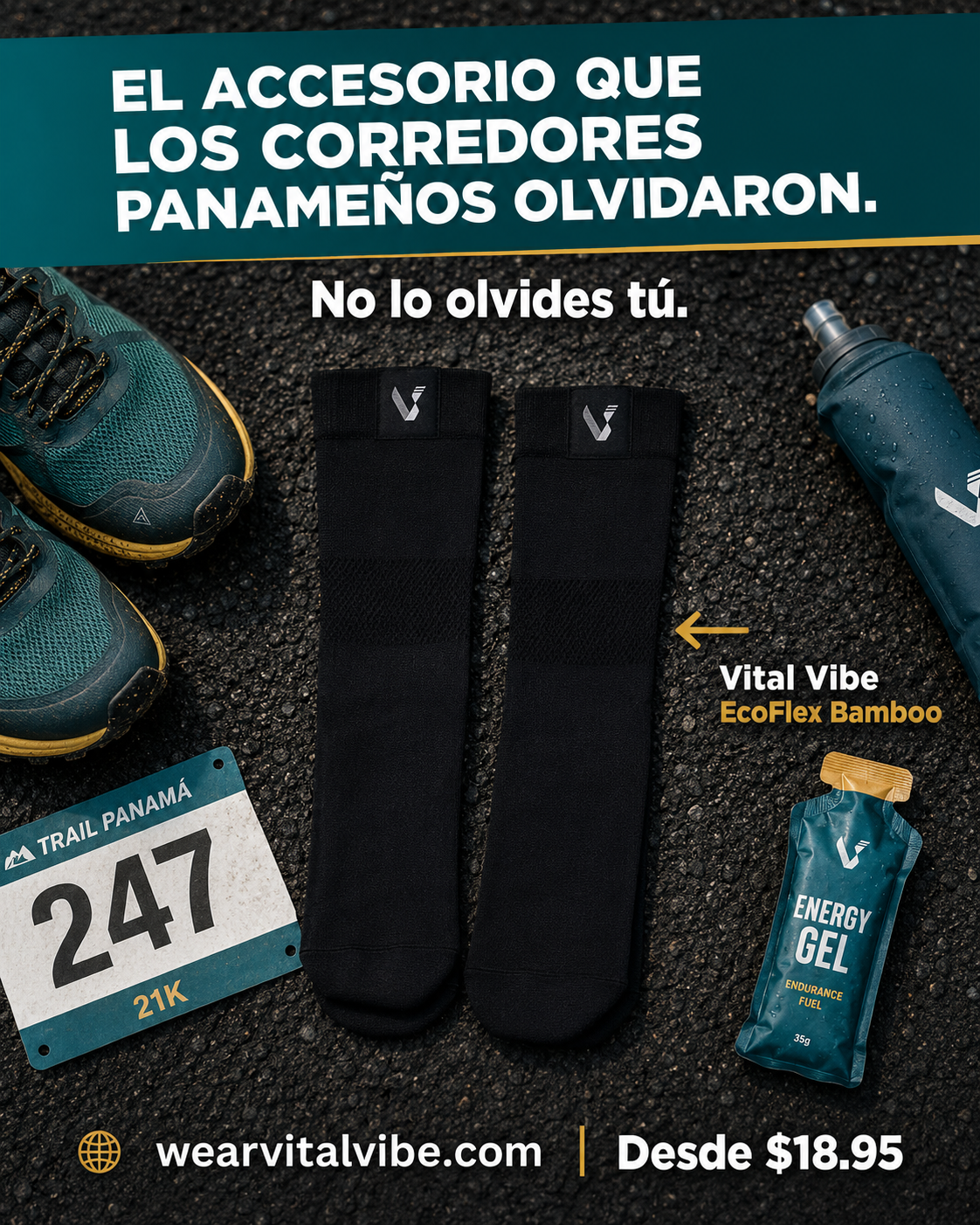 Vital Vibe Socks Facebook ad: Adiós Piernas Hinchadas al Final del Día