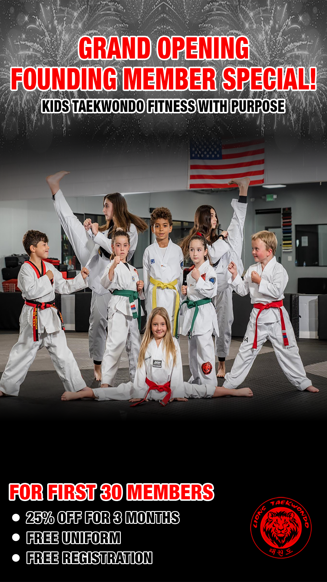 Lions Taekwondo Academy Chatsworth Facebook ad from Mar 28, 2026