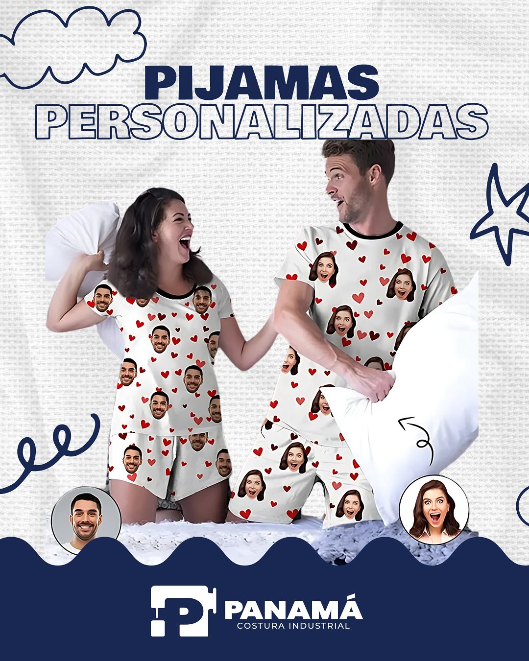 Costura Industrial Panamá Facebook ad: Pijamas personalizadas únicas y cómodas, ideales para…
