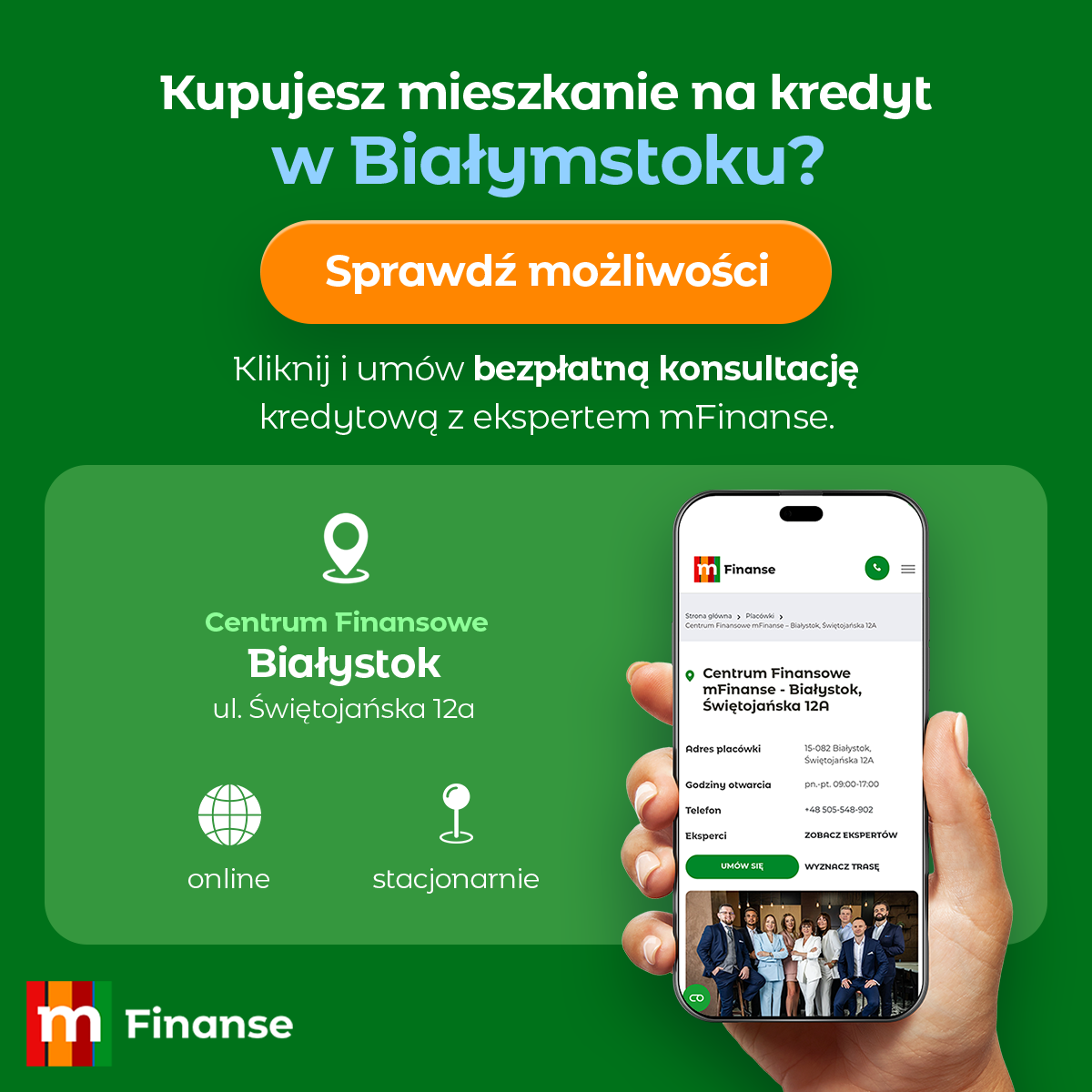 mFinanse Facebook ad: Znajdź eksperta kredytowego