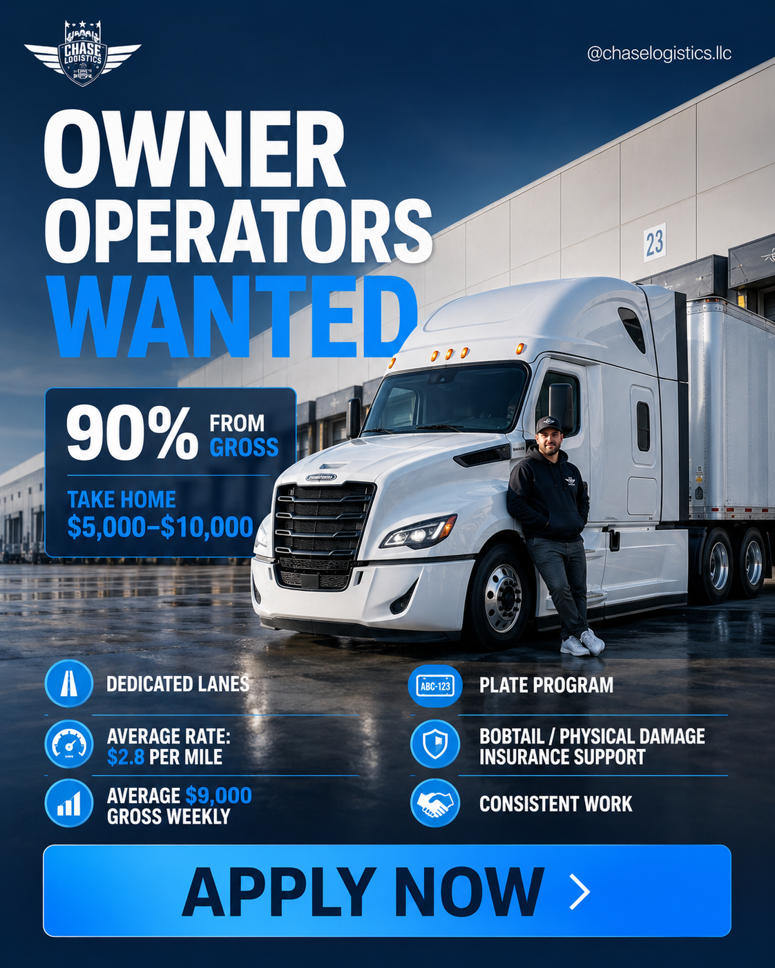 Chase logistics LLC Facebook ad from May 23, 2026