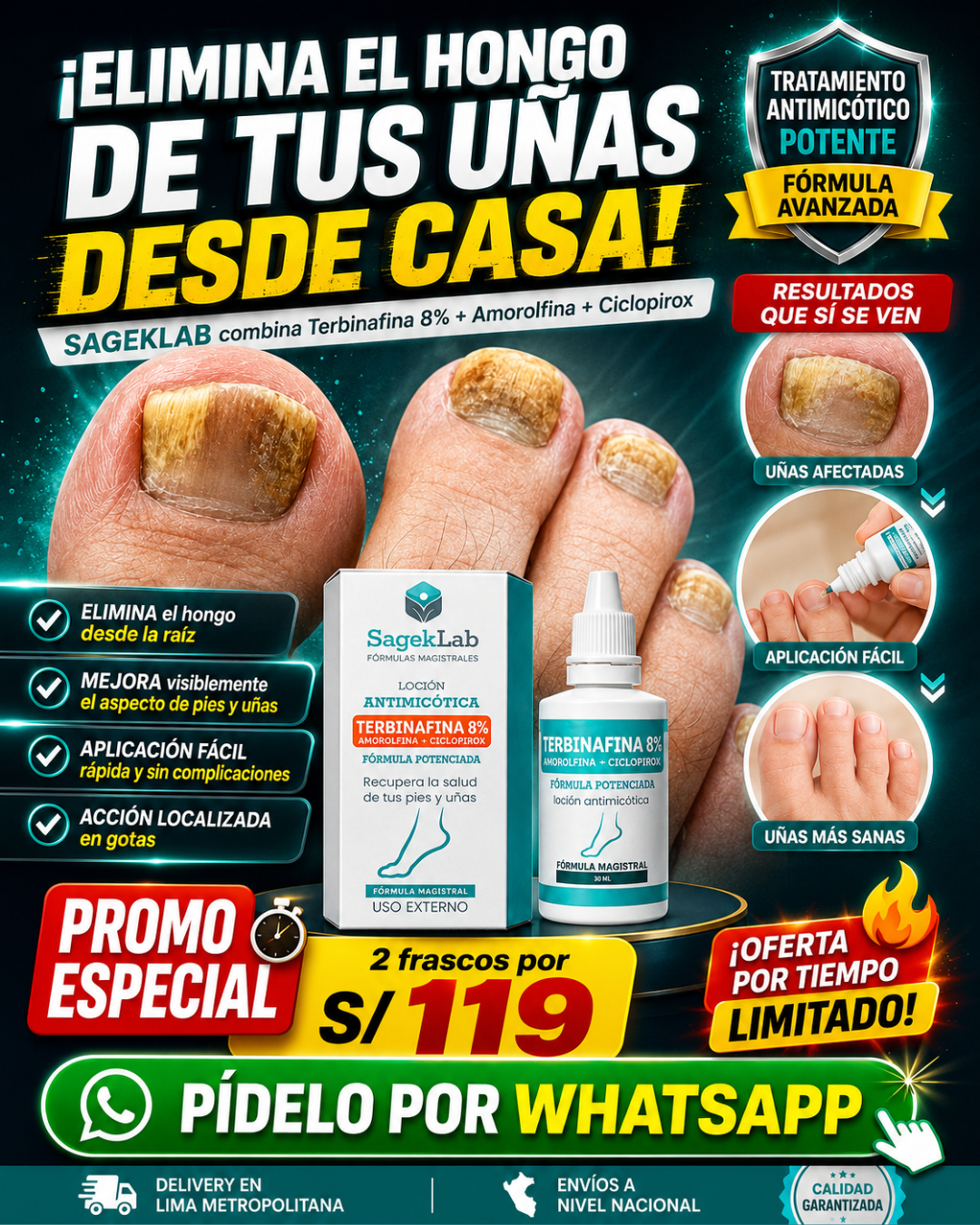 SagekLab - Perú Facebook ad: No Lo Dejes Avanzar, Recupera Tus Uñas