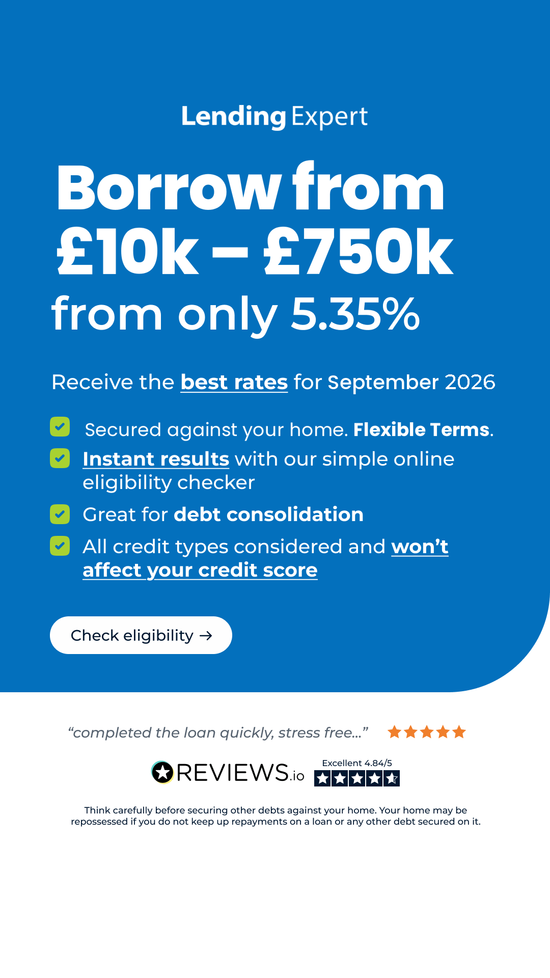 Lending Expert Facebook ad: Check Eligibility