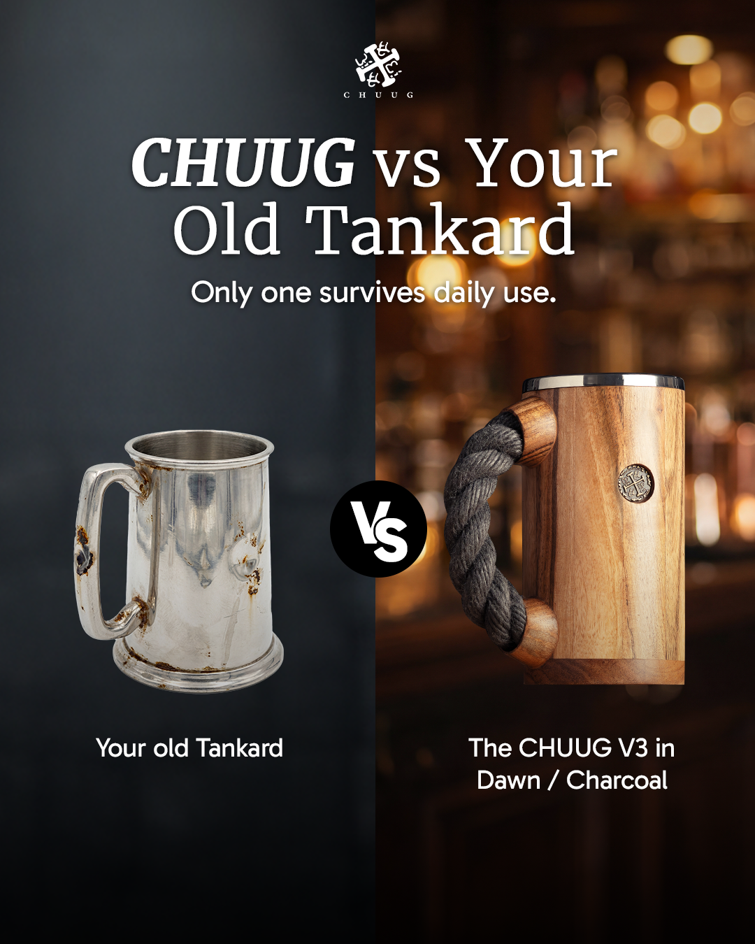 CHUUG Facebook ad: CHUUG vs your old tankard.