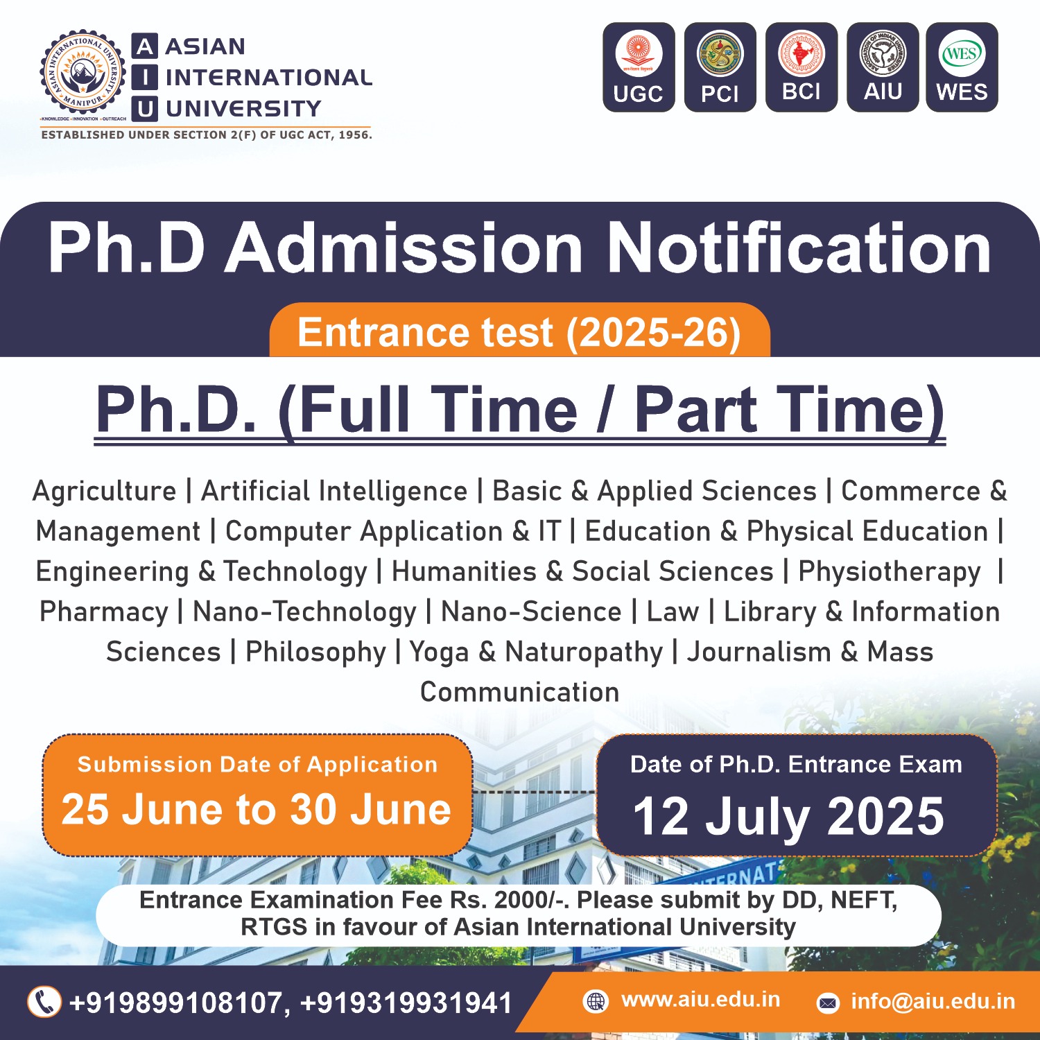 Asian International University Facebook ad: Ph.D. Admissions Open at Asian International University!