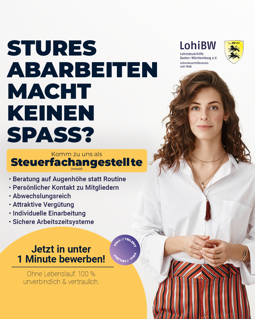 Lohnsteuerhilfe Baden-Württemberg e.V. Lohnsteuerhilfeverein Facebook ad: Lerne uns jetzt kennen