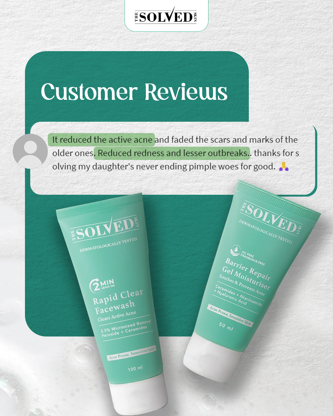 The Solved Skin Facebook ad: Acne got your skin confused?