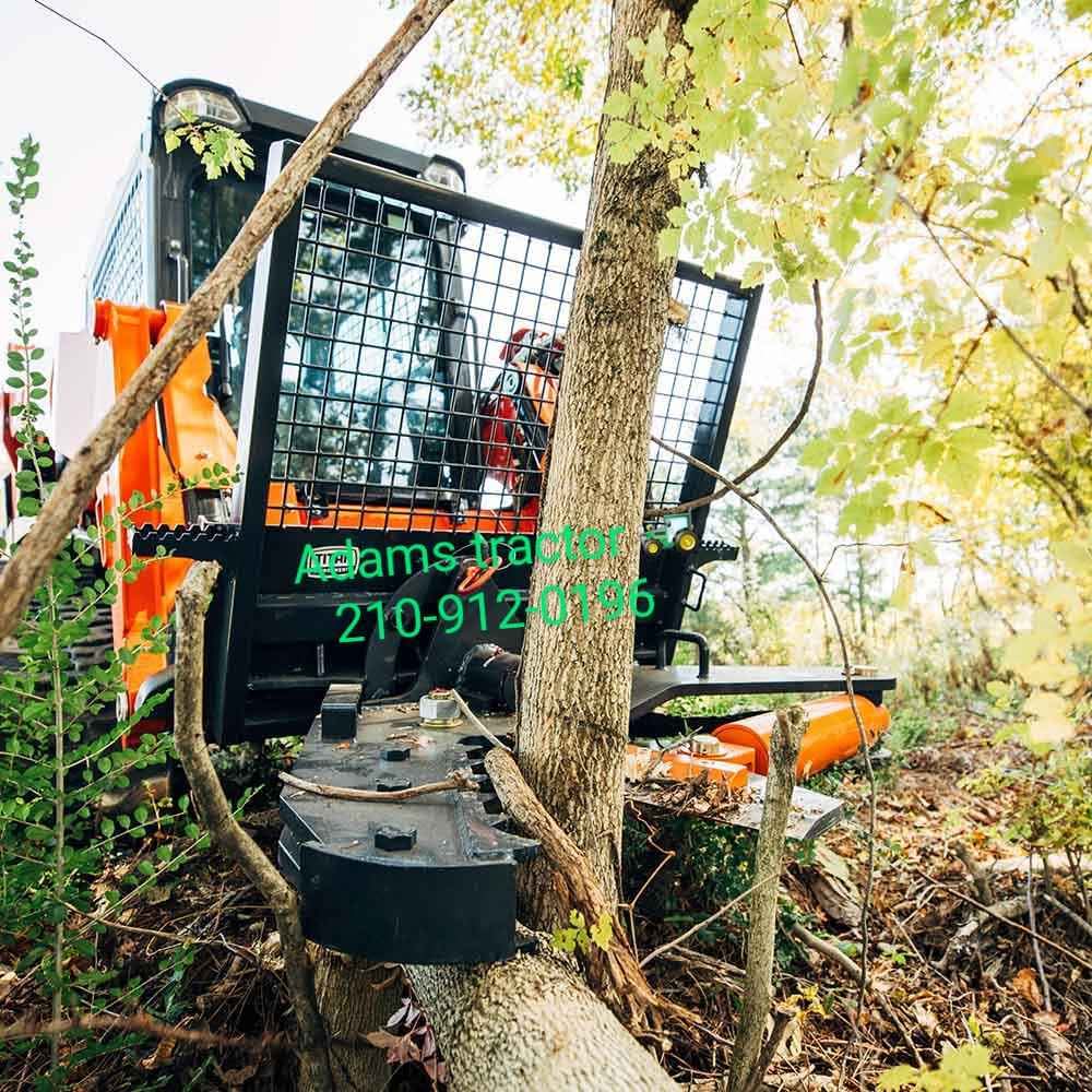 Skid Steer Loader Facebook ad: Tree shear rotating 12 in cut Bank financing attachments…