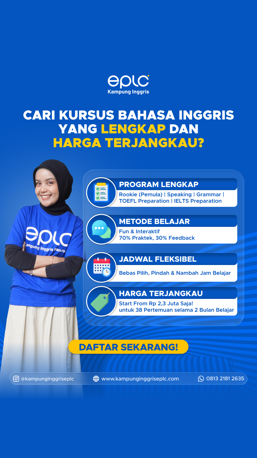 Kampung Inggris EPLC Facebook ad: Cari kursus Bahasa Inggris yang lengkap tapi nggak…