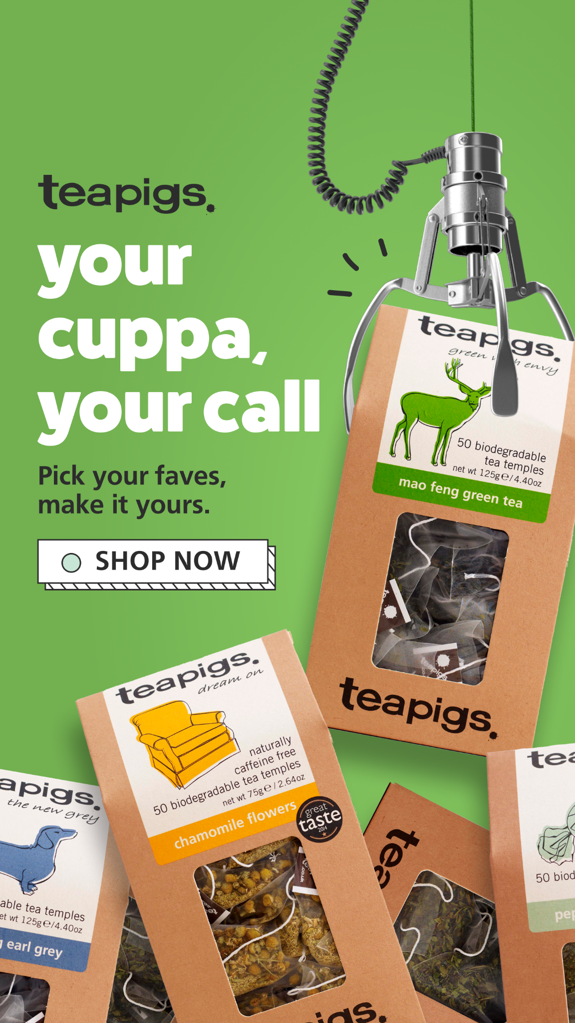 teapigs Facebook ad: Treat yourself or a loved one to a tea pick n' mix!