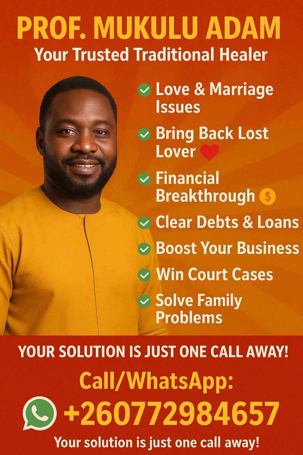 PROF. Adam Mukulu Love & Financial Doctor Facebook ad: PROF. MUKULU ADAM