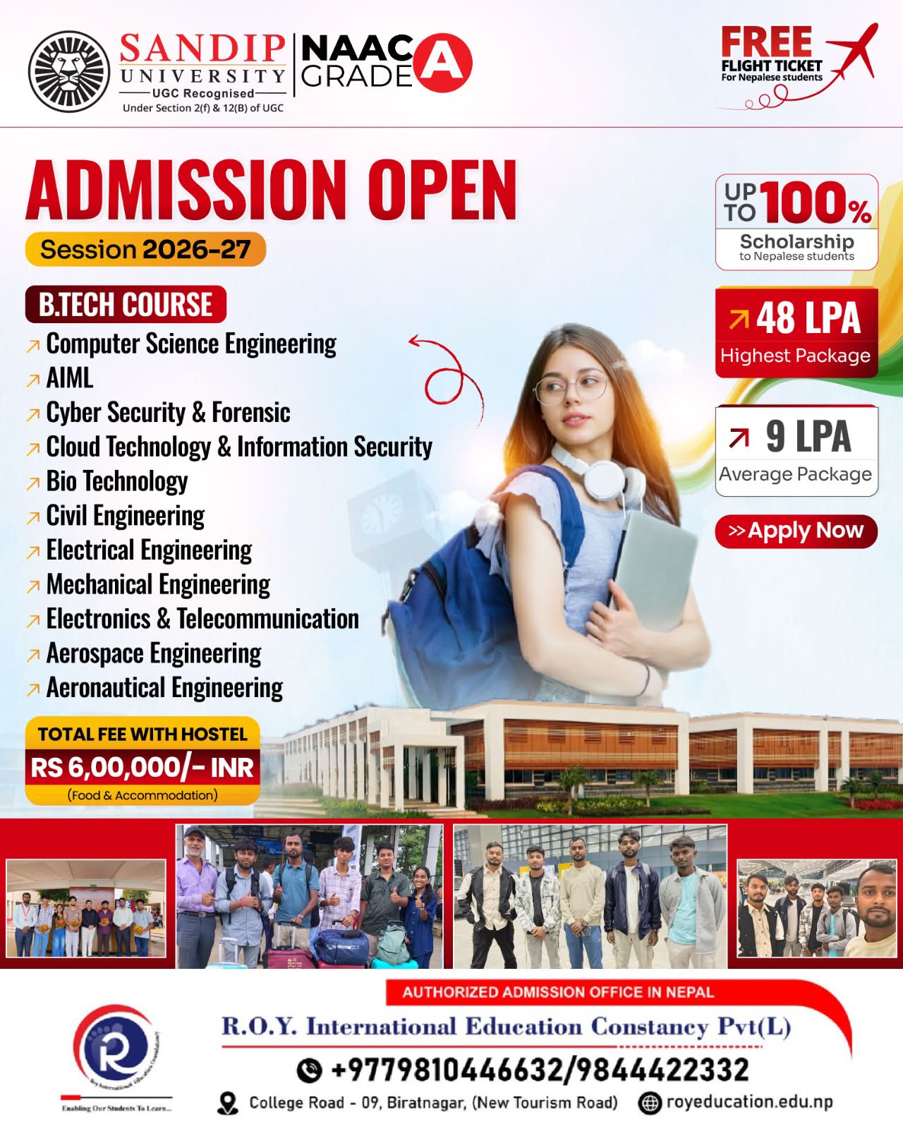 Sandip University Admission office Biratnagar-09,Morang,Nepal Facebook ad: Admission Open For 2026-27