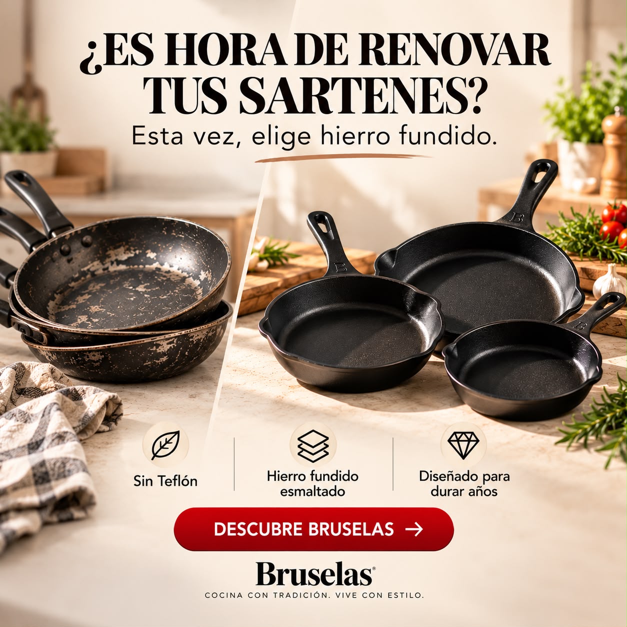 Bruselas Cocina Spain Facebook ad: ¿Es hora de renovar tus sartenes?