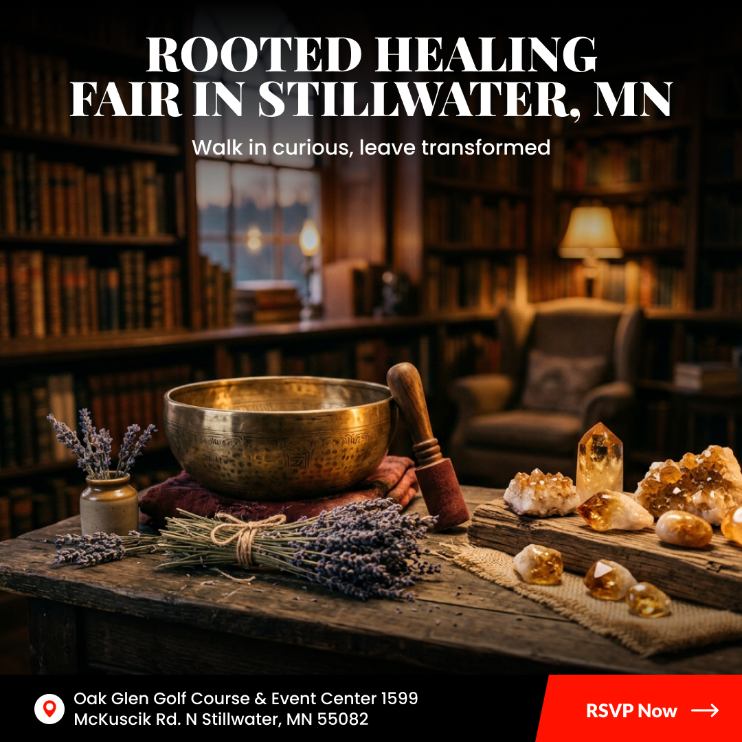Rooted Holistic Healing & Wellness Fairs Facebook ad: Explore Reiki, Sound Healing, Crystals & More