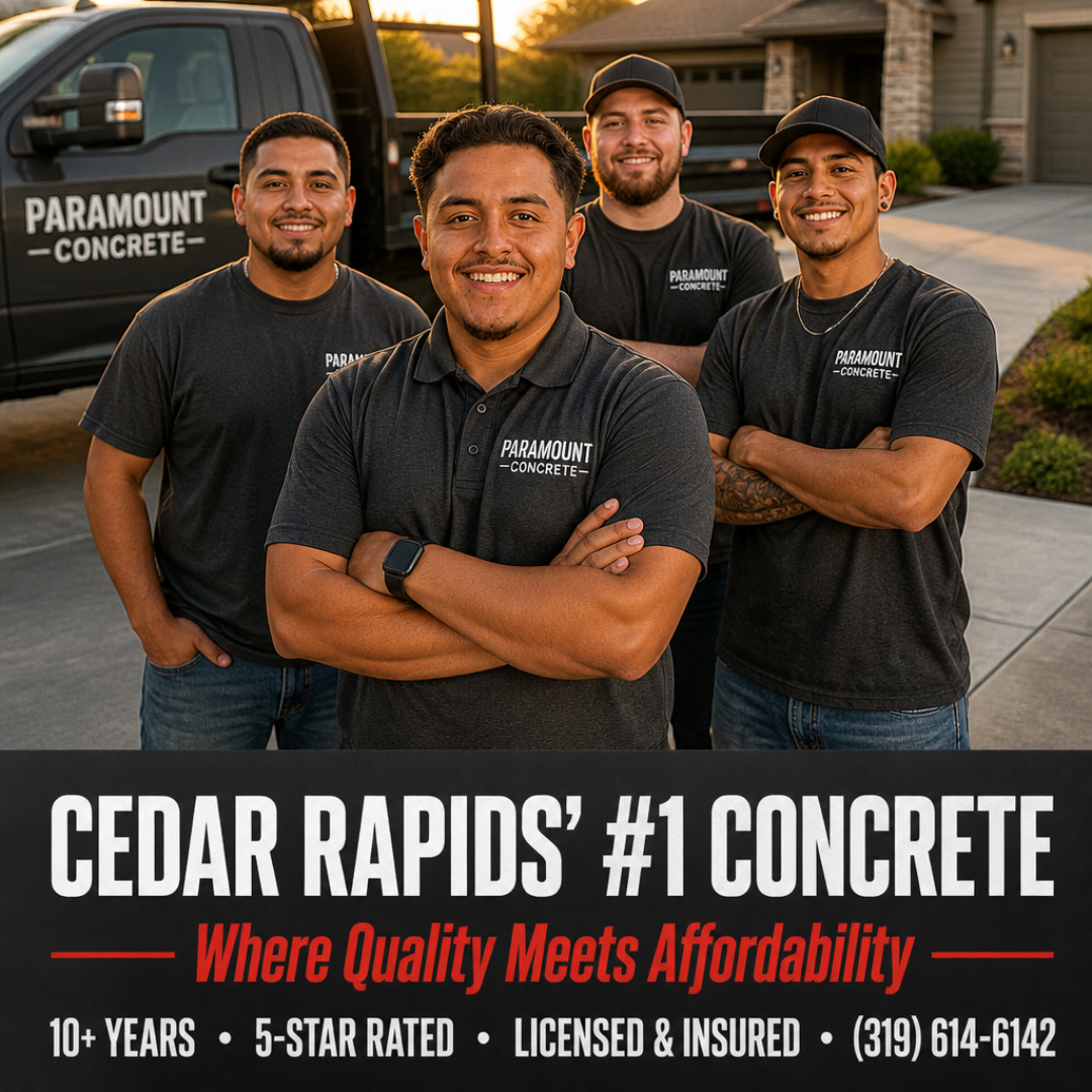 Paramount Concrete Company Facebook ad: Meet the Cedar Rapids Crew Giving You 57% Off!