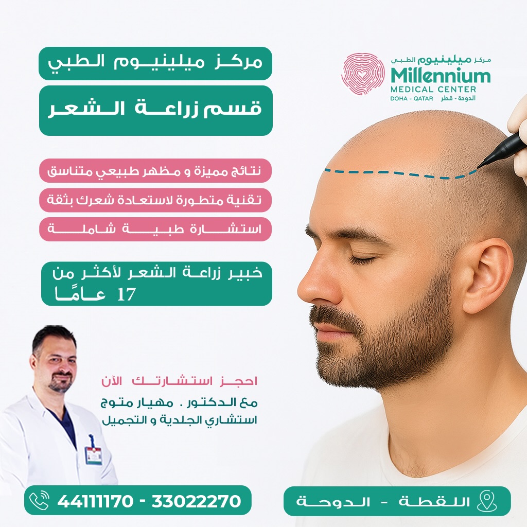 مركز ميلينيوم الطبي Millennium Medical Center Facebook ad: هل تعاني من تساقط الشعر أو الفراغات؟ الحل…