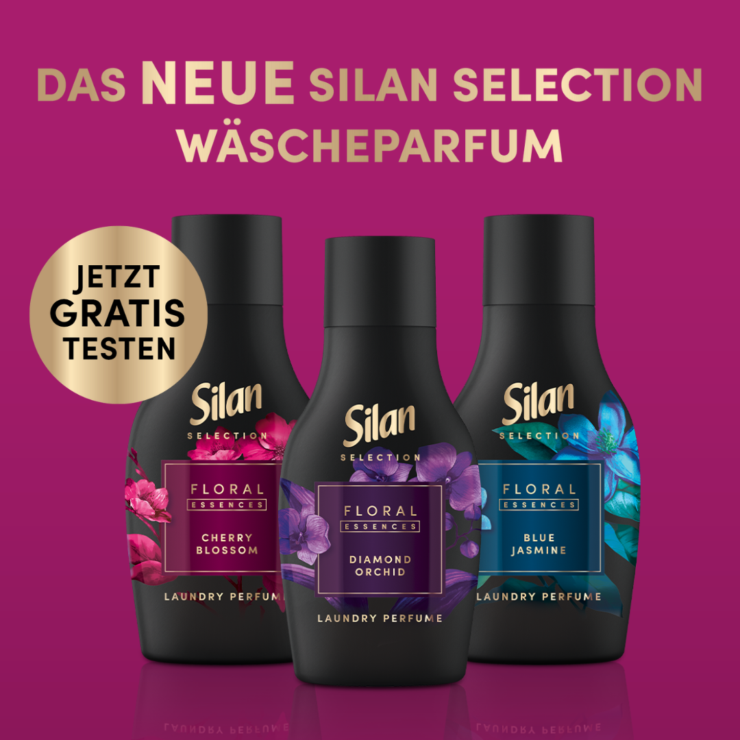 Silan Facebook ad: Bis 15.4.2026 eines der Silan Wäscheparfums kaufen, Bon…