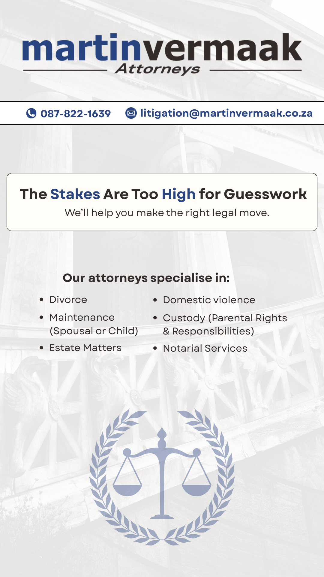 Martin Vermaak Attorneys Facebook ad from Feb 11, 2026