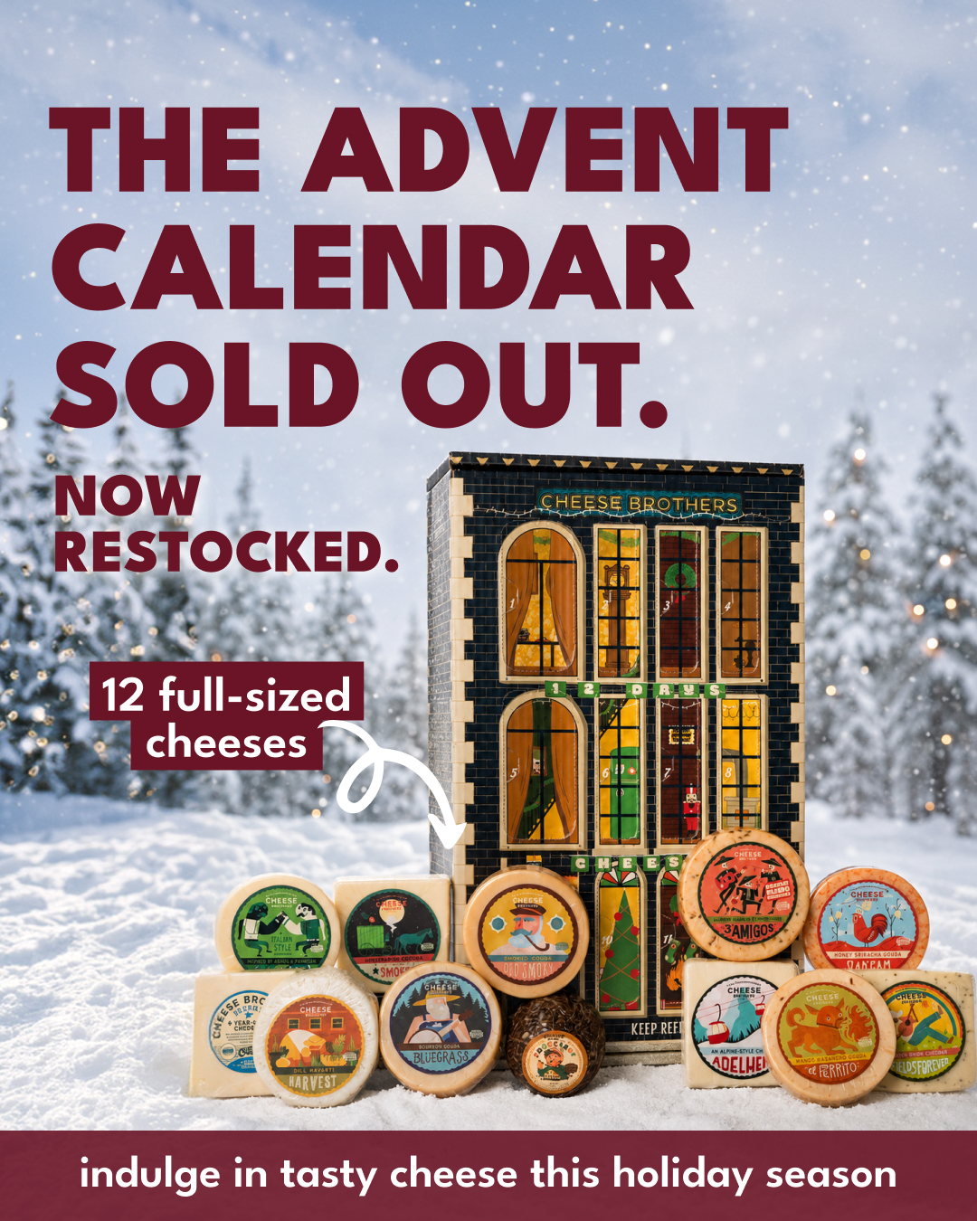 Cheese Brothers Facebook ad: 12 Days of Cheesemas Advent Calendar