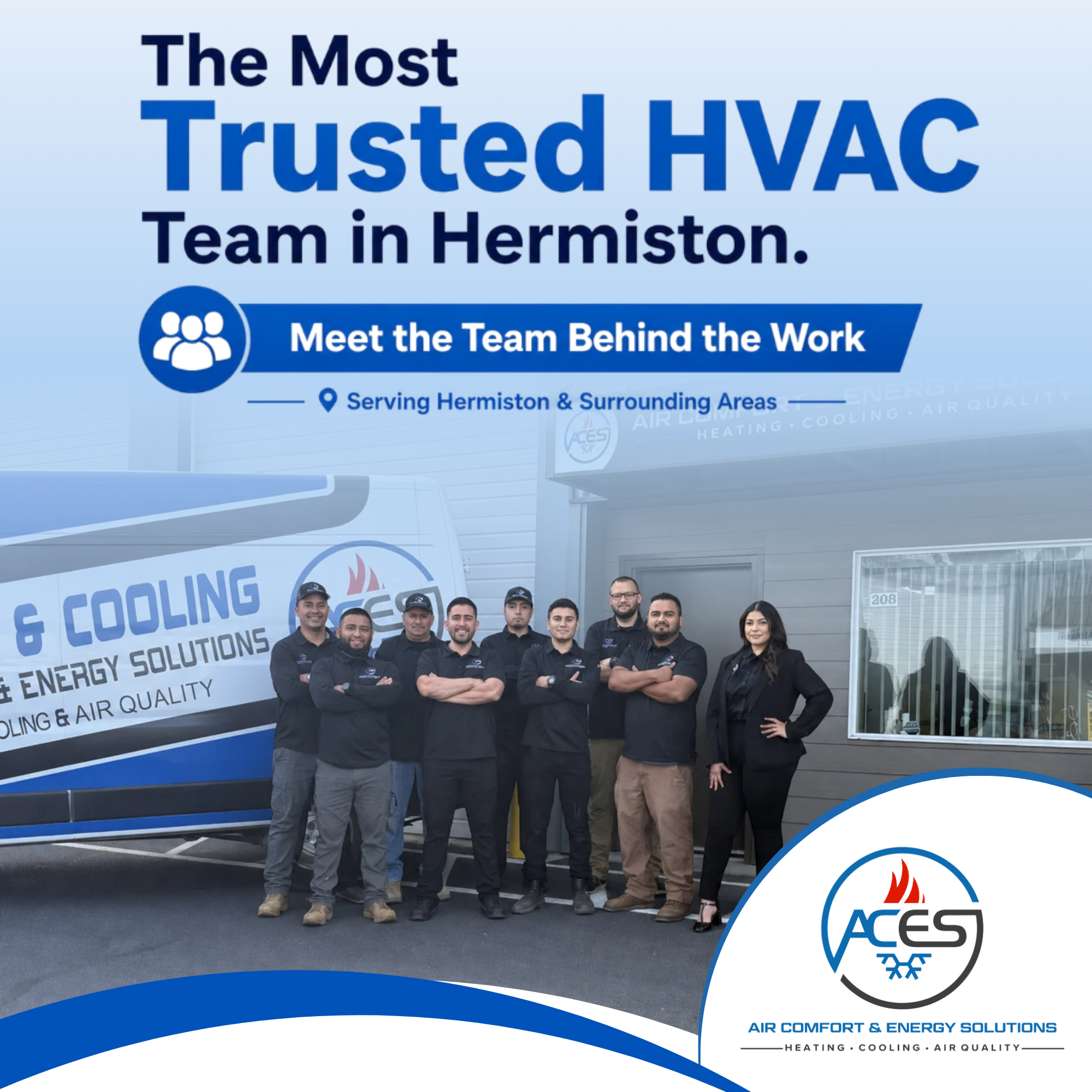 ACES Heating &Cooling LLC Facebook ad: The Most Trusted HVAC Team in Hermiston.