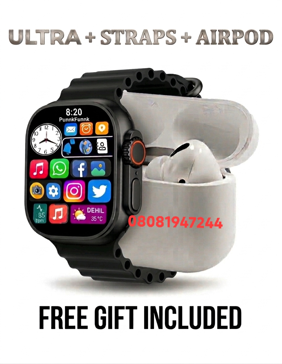 Dulams Store Facebook ad: NOW ₦26,000. Full Screen Ultra + Airpod Pro + Gifts