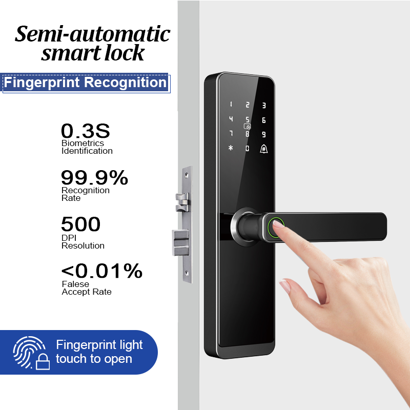 Zhengzhou Ruixiang Intelligent Technology Co., Ltd. Facebook ad: Semi-Automatic WiFi Smart Door Lock with Handle
