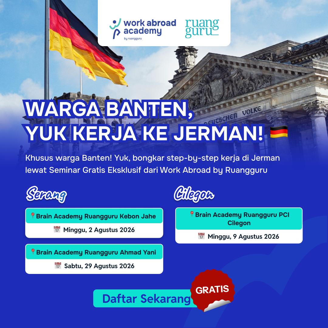 Work Abroad Academy Facebook ad: Warga Banten! Gaji Kurang? Yuk Ikut Seminar GRATIS Kerja…
