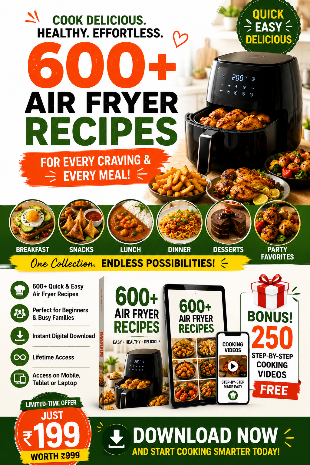 Digimockup Facebook ad: 600+ Air Fryer Recipes for Every Meal