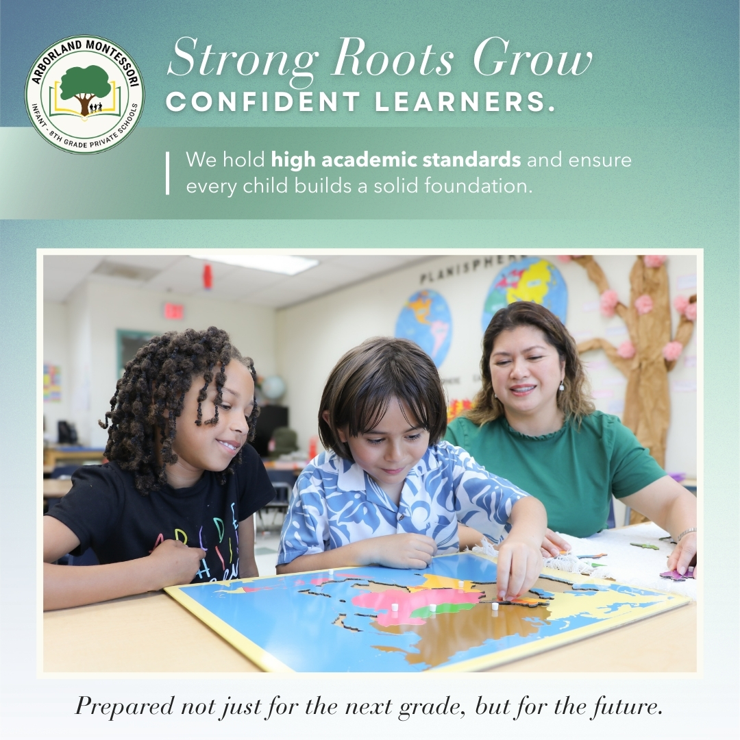 Arborland Montessori Facebook ad: Open Enrollment is now open at Arborland Montessori.
