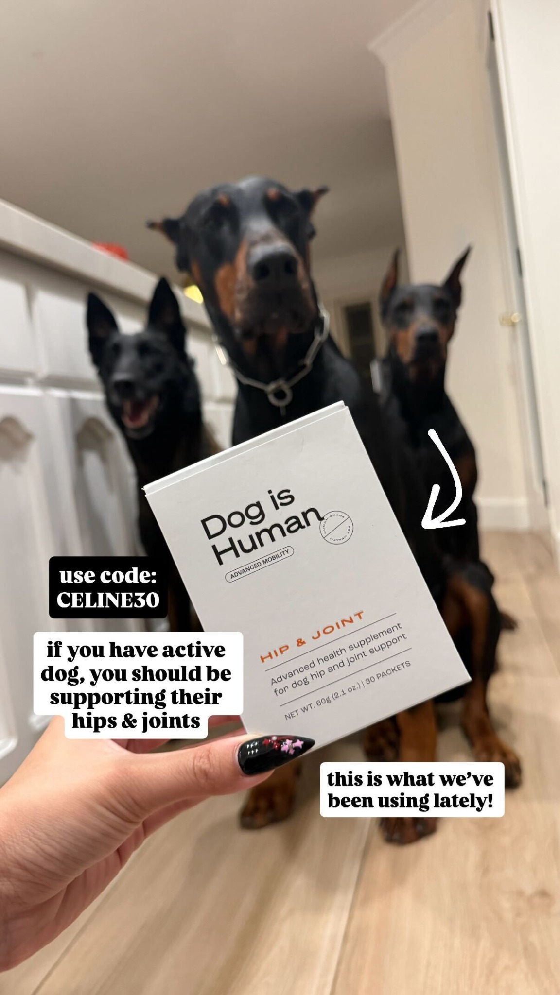 Celine Tails Facebook ad: Daily Hip & Joint Care, Real Results