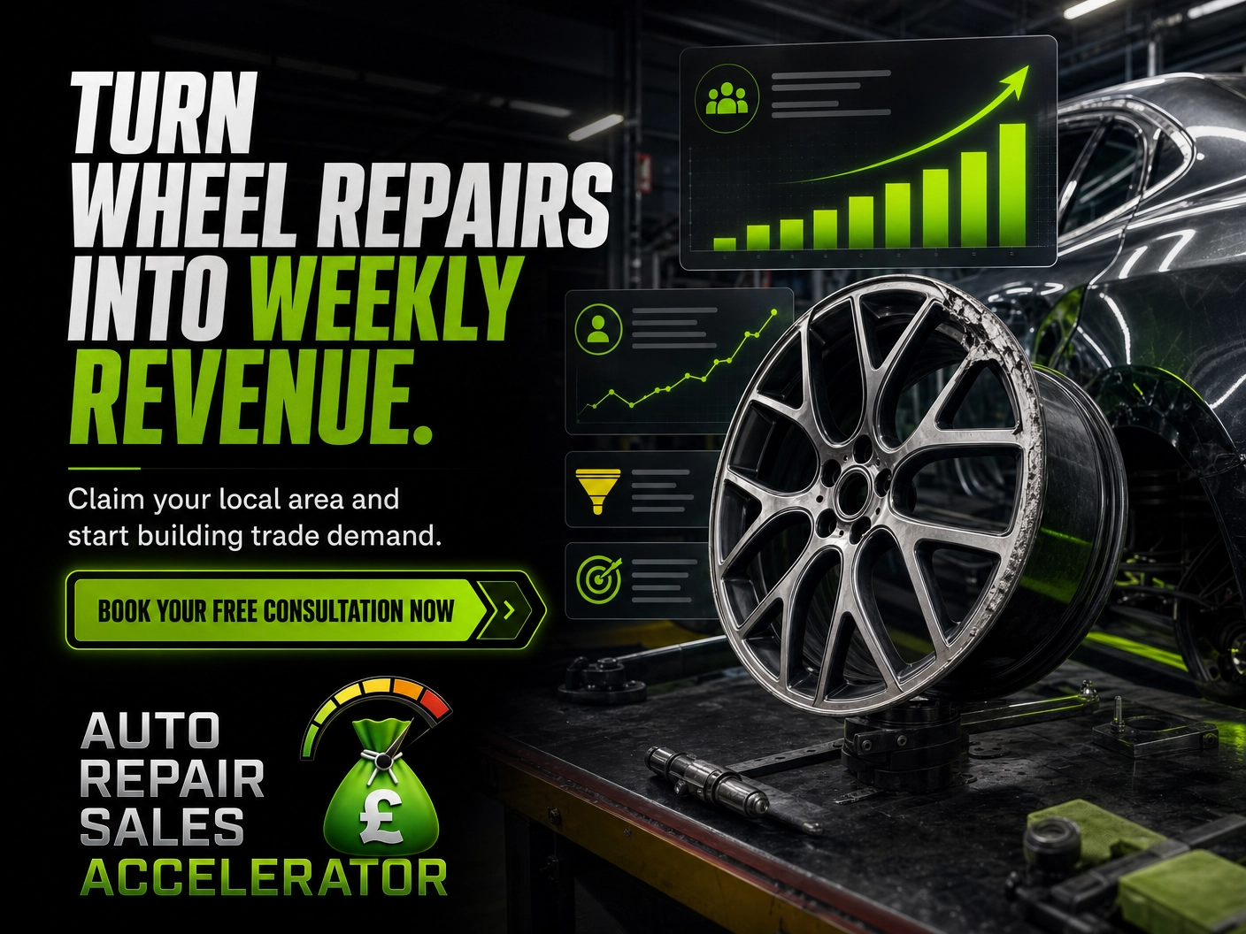 Auto Repair Sales Accelerator Facebook ad: Want Another £10K in 30 Days?