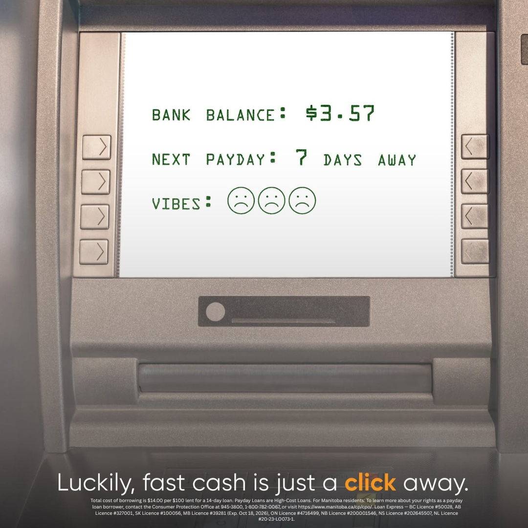 Loan Express Facebook ad: Receive up to $1500 in minutes