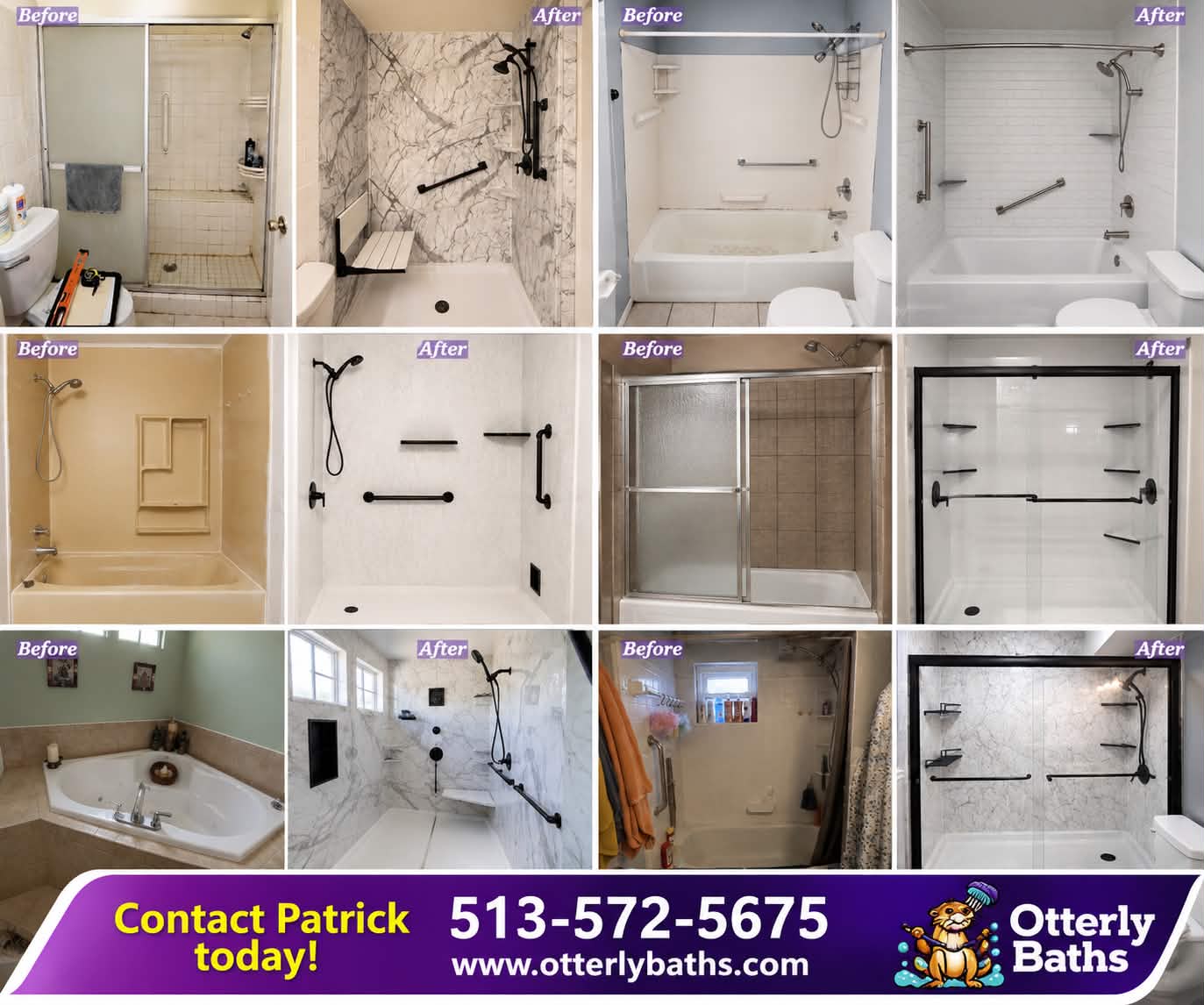 Otterly Baths - Cincinnati/Dayton Facebook ad: Before and after pics from recent wet space…