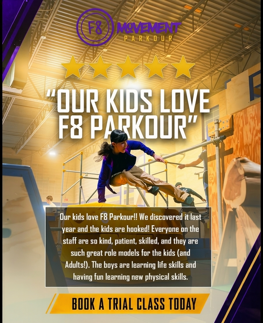 F8 Movement Parkour Facebook ad: Kids Parkour Gym!