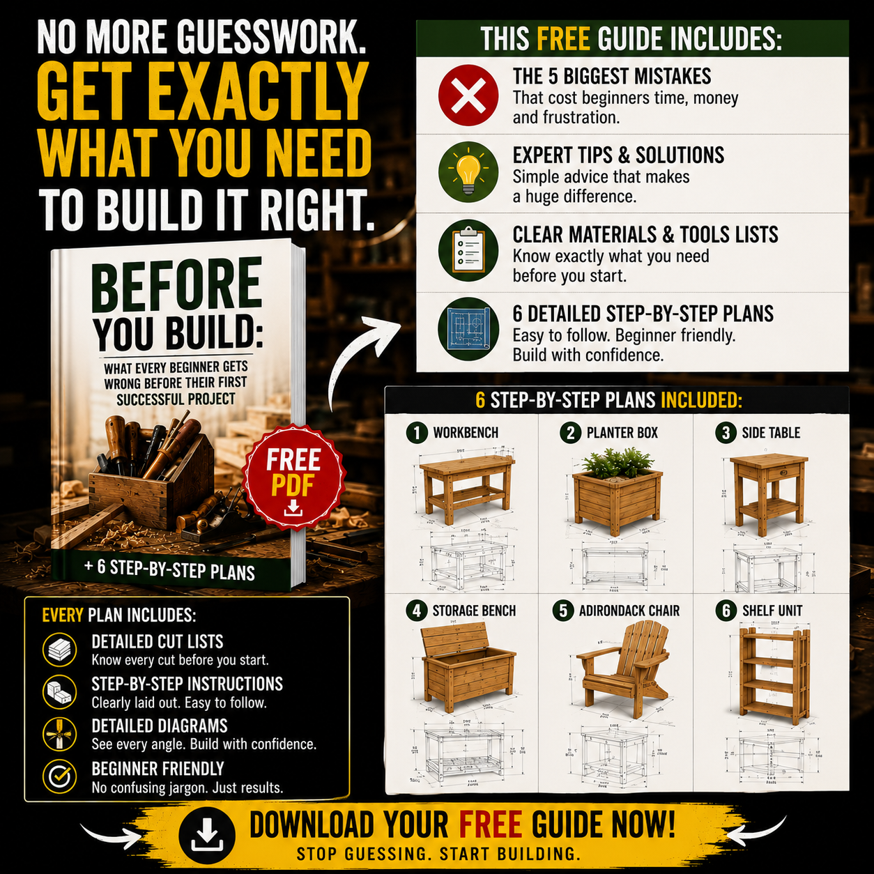 Working Wood Ideas Facebook ad: Download the free PDF and discover what I realized before…