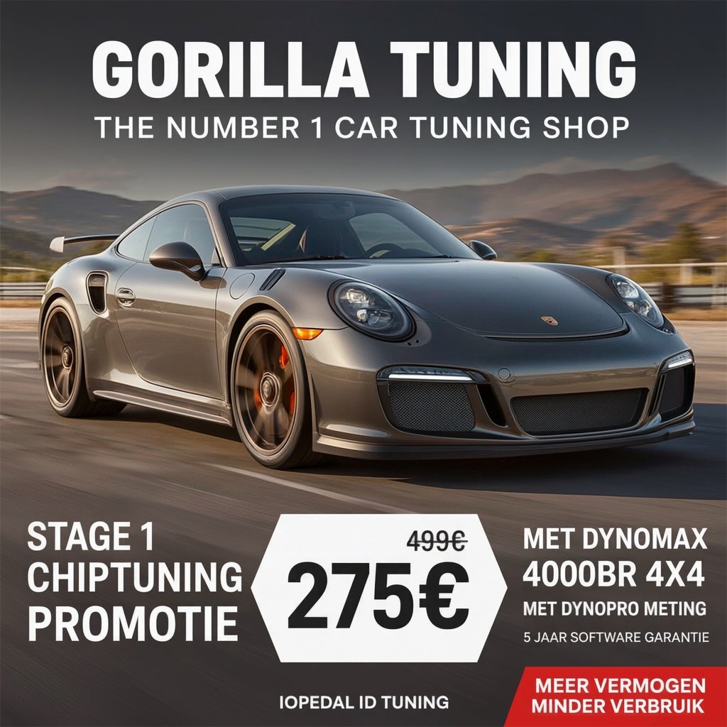 Gorilla Chiptuning Center België, professionele chiptuning op maat. Facebook ad