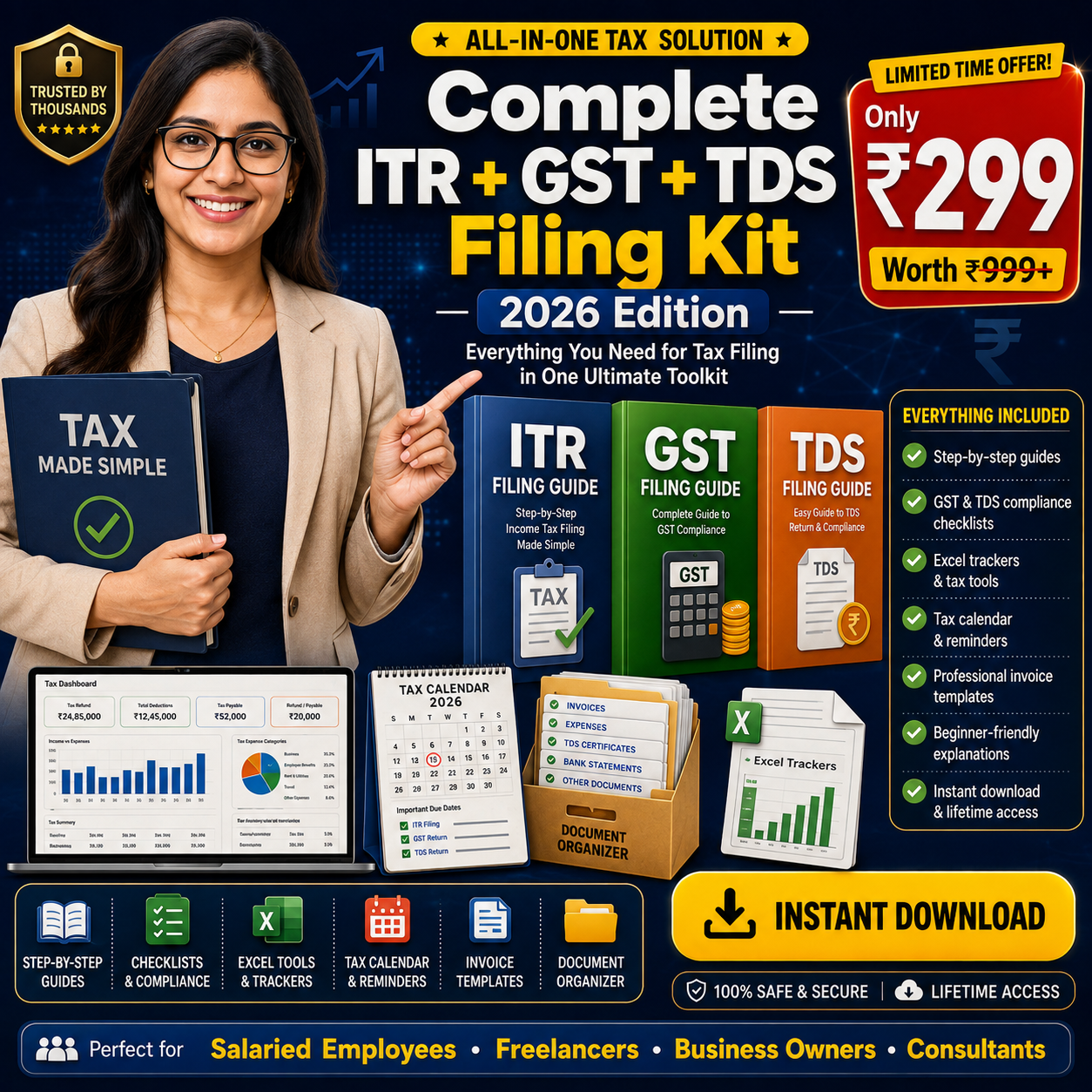 Swarn Facebook ad: Your 2026 ITR + GST + TDS Toolkit, Just ₹299