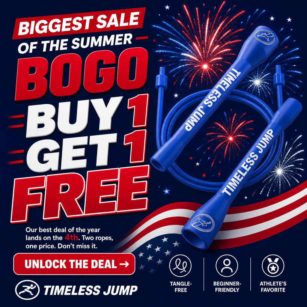 Timeless Jump Facebook ad: 4th of July Sale, Buy 1 Get 1 FREE