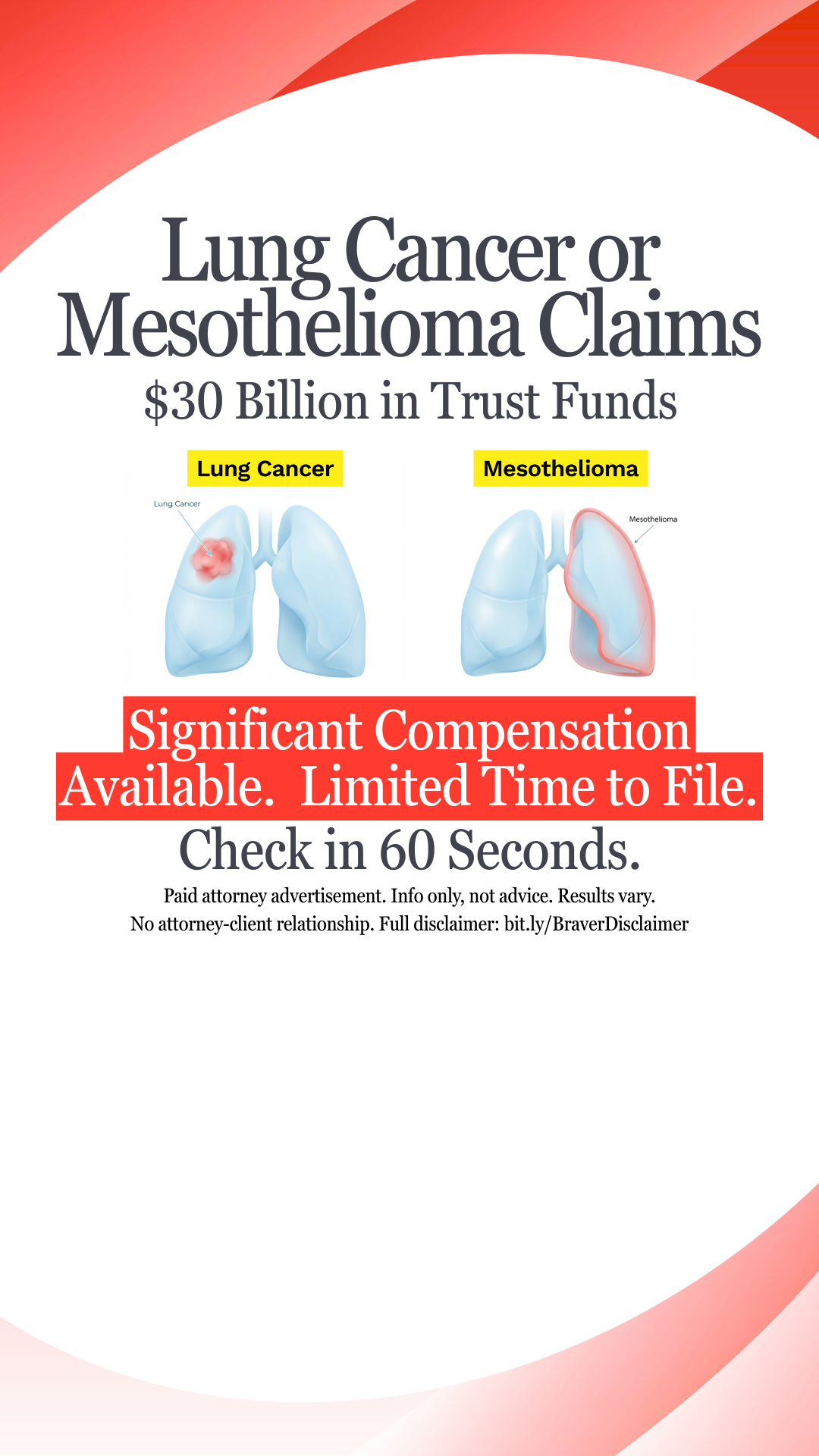 Lung Cancer or Mesothelioma Compensation Facebook ad