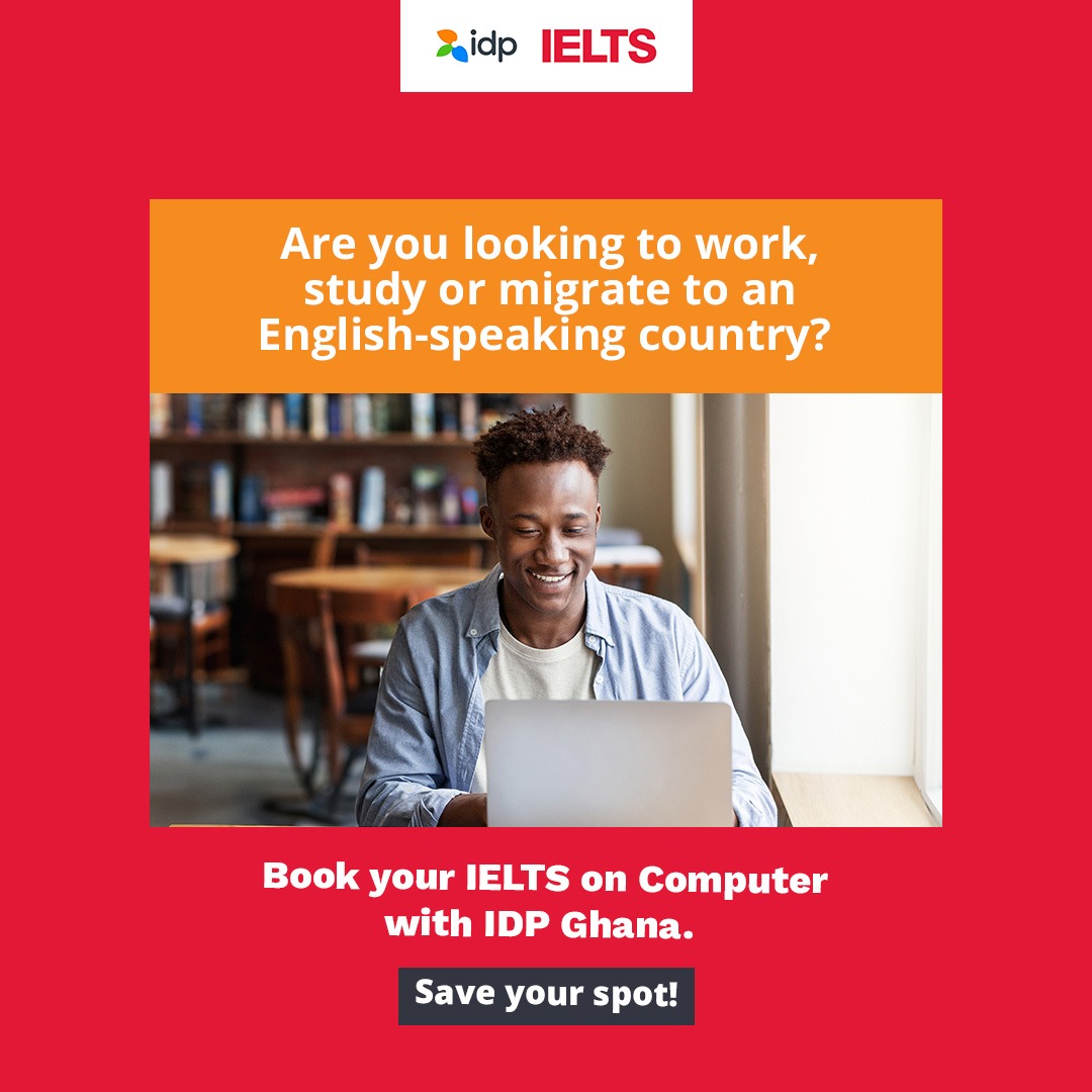 IELTS by IDP Ghana Facebook ad: Get Free IELTS Prep Materials | Book IELTS with IDP IELTS