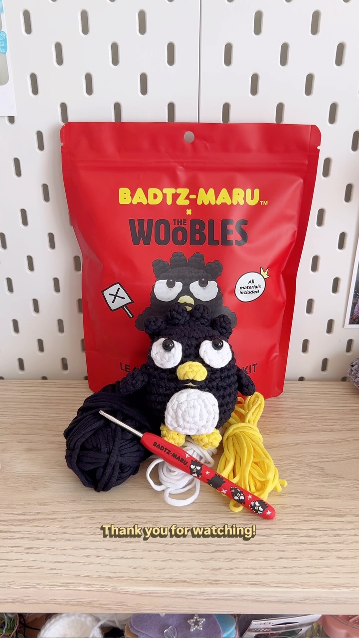 meiyu.made Facebook ad: come crochet Badtz-maru with me~₊˚⊹♡