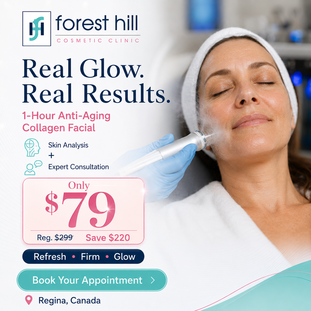 Forest Hill Cosmetic Clinic Facebook ad: Premium Skincare in Regina