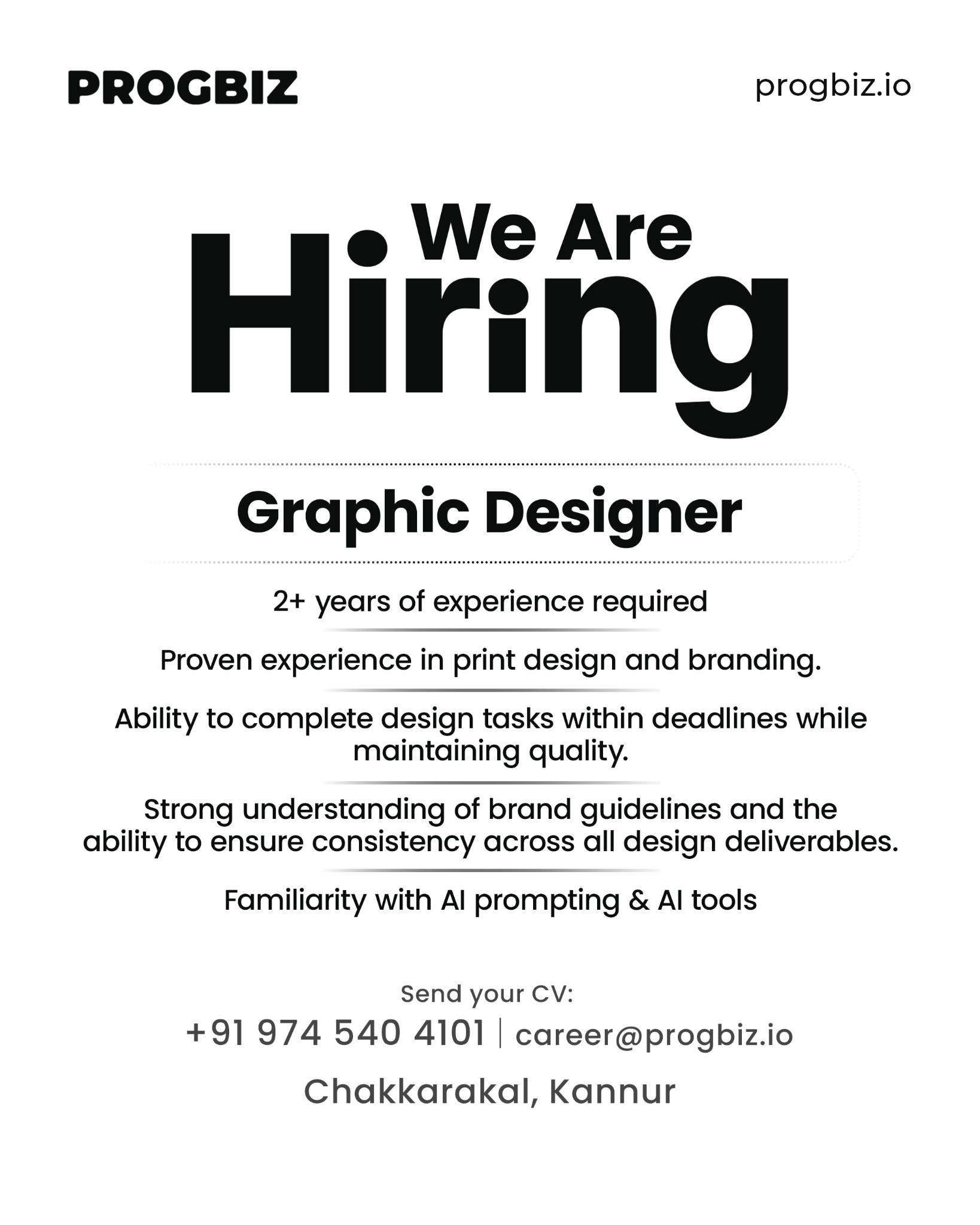 Progbiz Facebook ad: We're looking for a talented Graphic Designer with…
