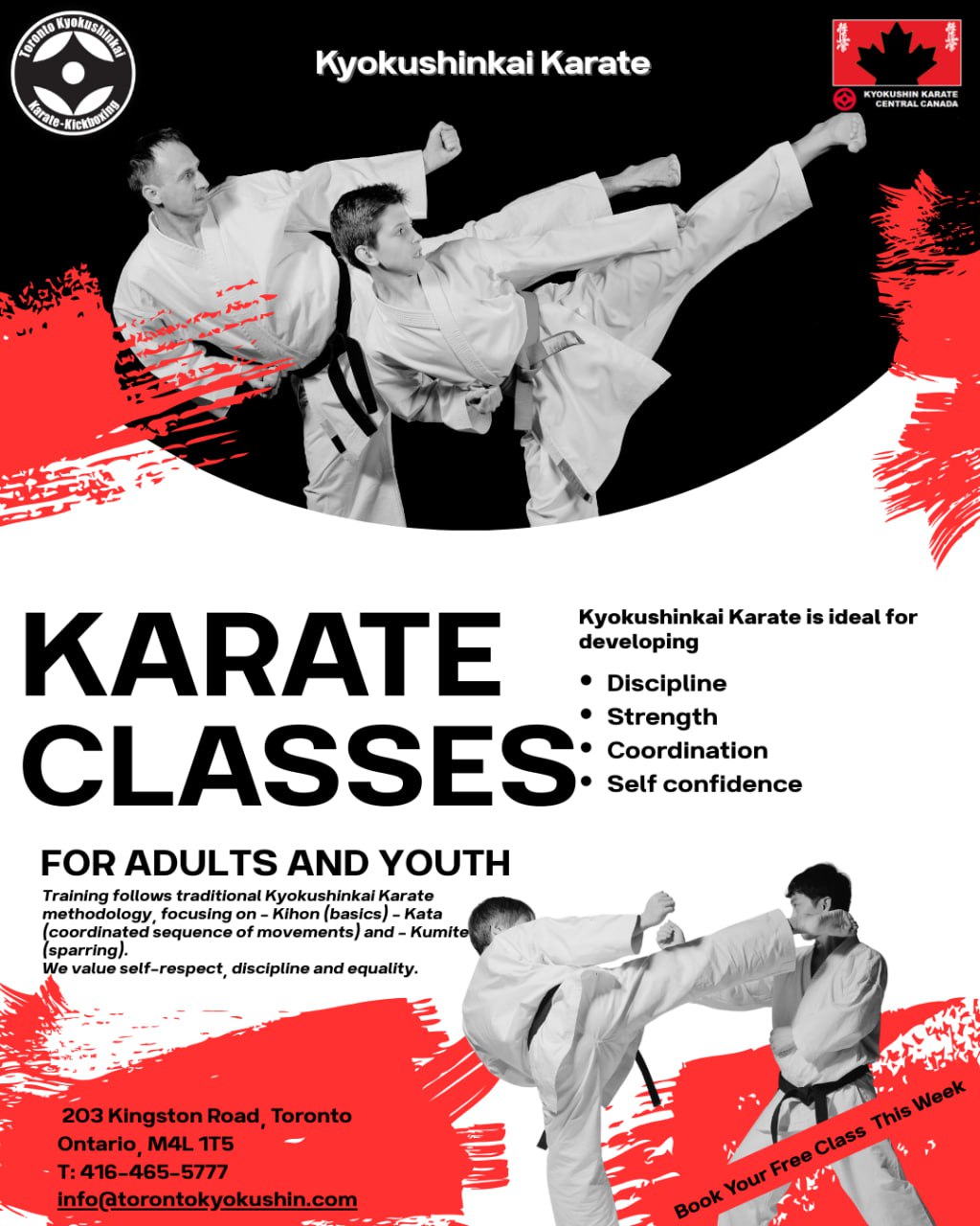 Toronto Kyokushinkai Karate and Kickboxing Facebook ad: Kyokushin Karate & Kickboxing School, Toronto, Ontario