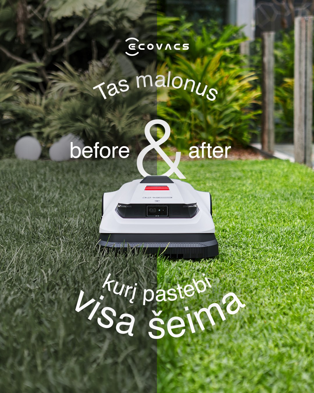 Ecovacs Lietuva Facebook ad: Tas jausmas, kai kiemas vėl atrodo pasiruošęs basoms…