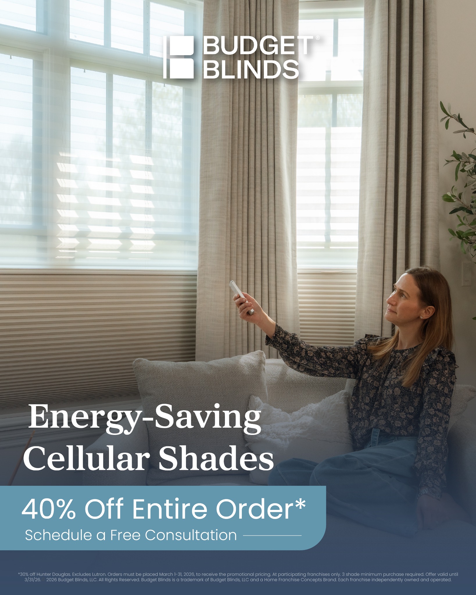 Budget Blinds of Mequon Facebook ad from Mar 12, 2026