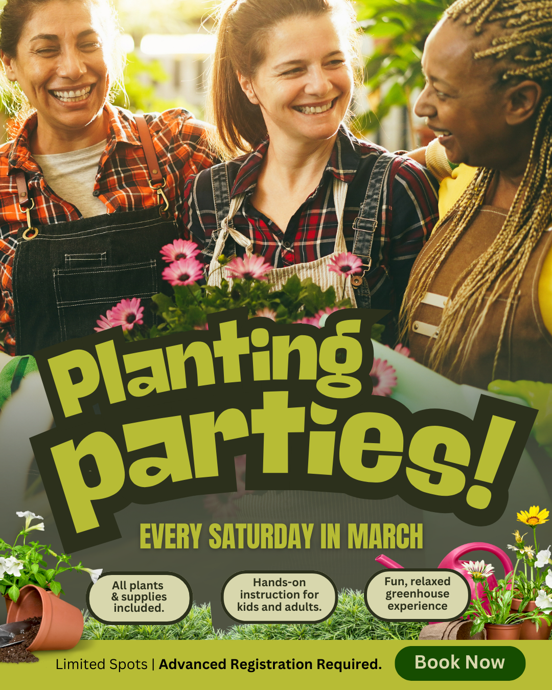 Turners Fresh Market Facebook ad: Spring Greenhouse Planting Parties at Turners!