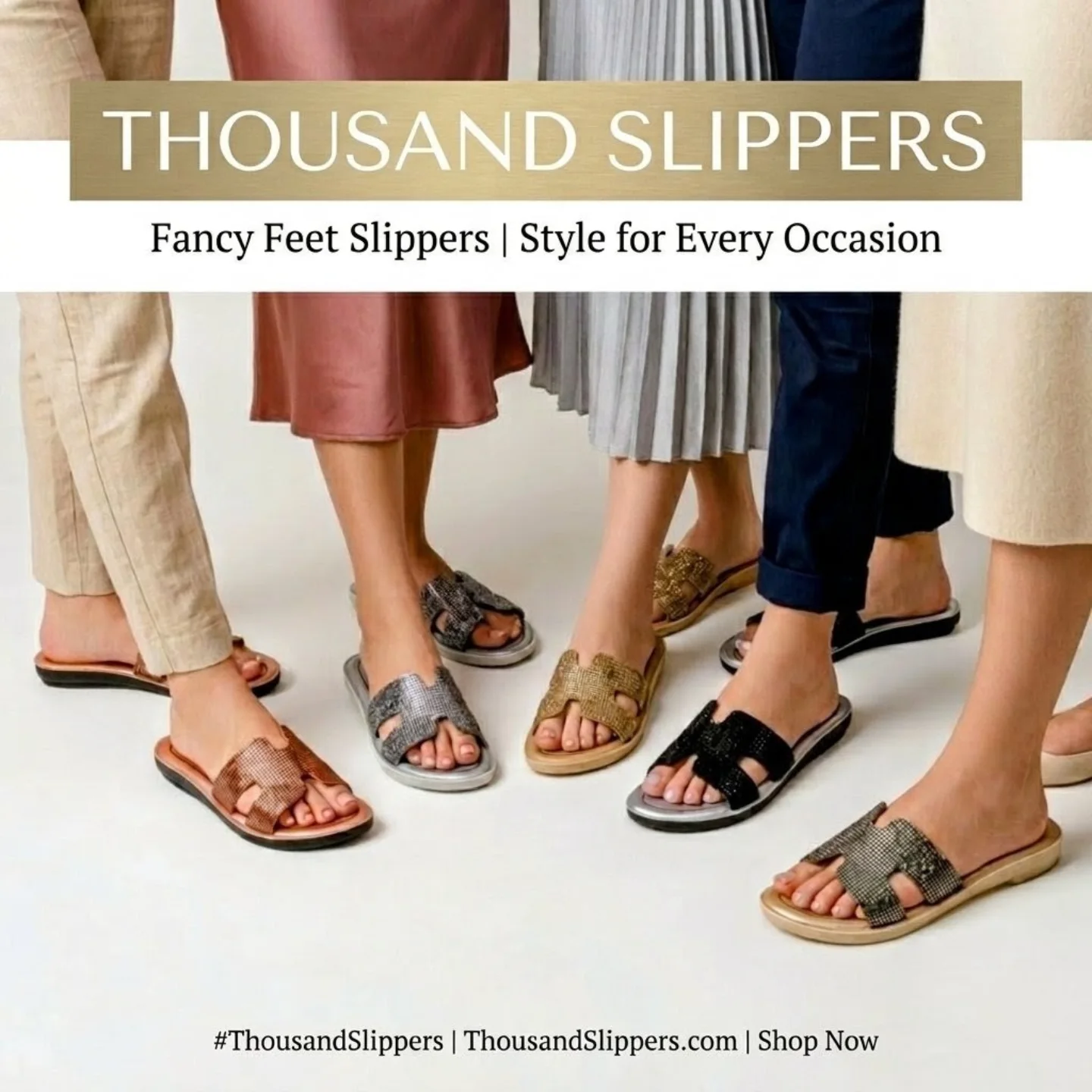 Thousand Slippers Facebook ad: All-Weather Waterproof Fancy Feet