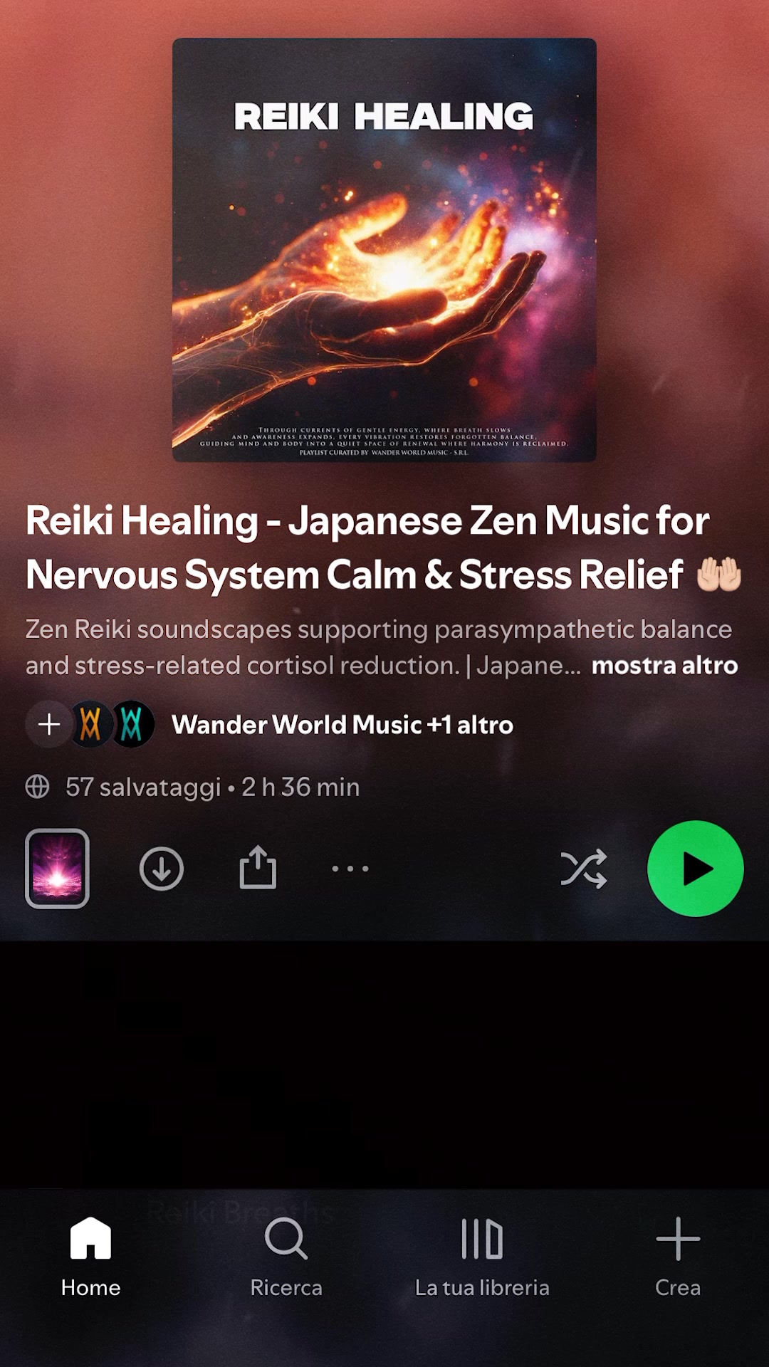 Wander World Music Facebook ad: Calm your nervous system with our Zen Reiki…